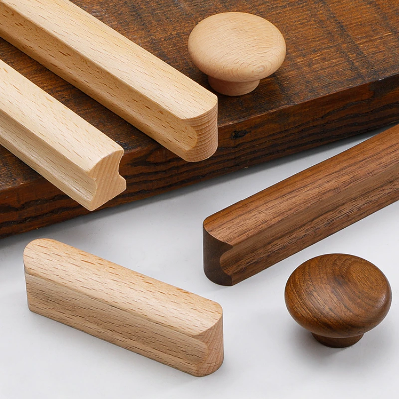 Fabrieksgroothandel Kastdeur Houten handvat Kast Kastdeurgreep Beuken Zwart Walnoot Ladeblok Massief hout Klein handvat