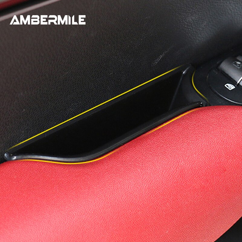 AMBERMILE 4pcs ABS for Mini Cooper F55 Hardtop Accessories Interior Car Side Door Armrest Storage Box Organizer Case Car Styling