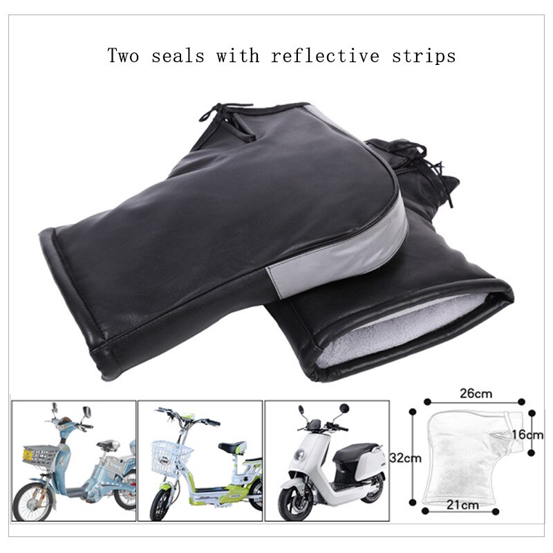 Motorhandschoenen Waterdicht Met Reflecterende Strip Winter Warm Motorfiets Stuur Moffen Winddicht Thicken Motor Wanten: Beige