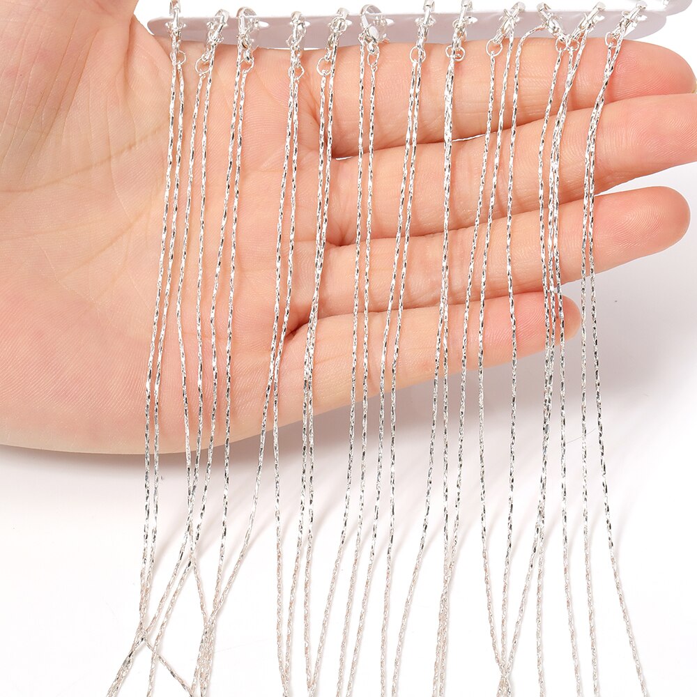 12st Halskette Gliederkette 40cm Länge Hummer-Haken-Metall Feine Panzerkette DIY Zubehör für Handwerk Schmuckherstellung: welle chain-silber-