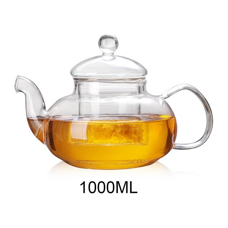 Heat Resistant Glass Flower Tea Pot,Practical Bottle Flower TeaCup Glass Teapot With Infuser Tea Leaf Herbal Coffee: 1000ml