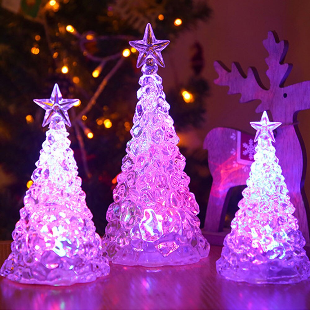 Kerstbomen Ice Crystal Kleurrijke Led Verlichting Bureau Decor Tafel Kleur Veranderen Xmas Lamp Licht Boom Ins Nachtlampje Thuis decor