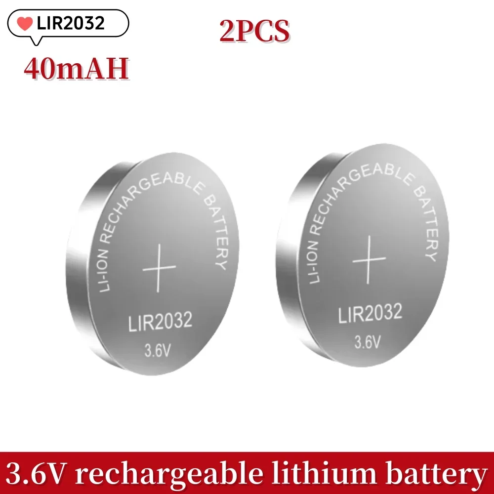 Bateria recarregável lir2032 3.6v 40mah (2-50 peças)-substituir cr2032 para relógios chave fobs brinquedos calculadoras sensores abridores de garagem: Amarelo