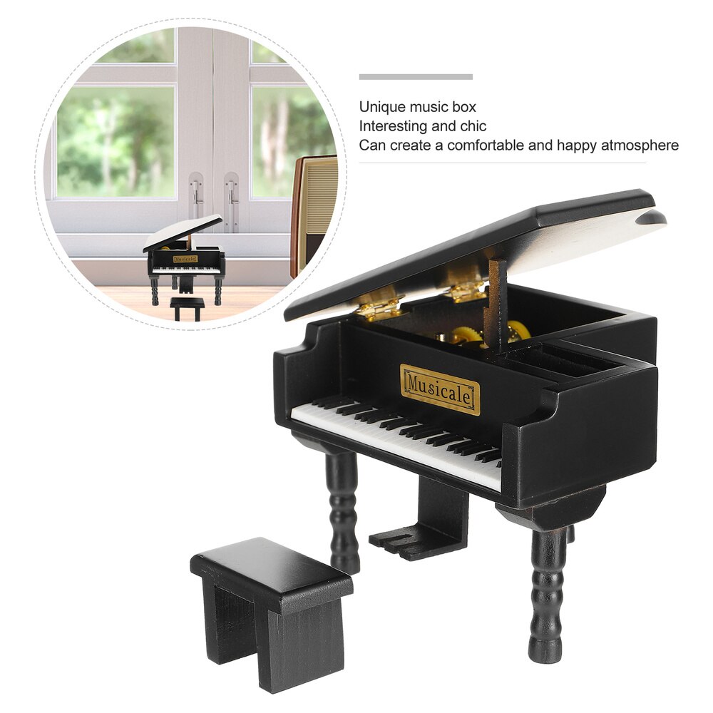 1Pc Desktop Piano Box Adornment Mini Wooden Piano Melody Box