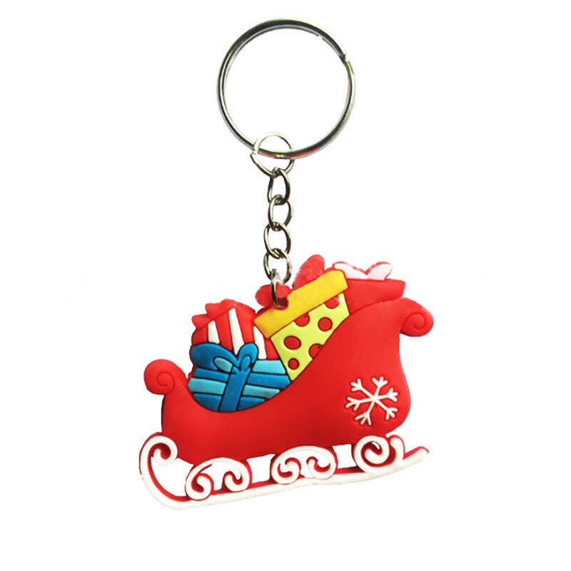 Kerstversiering Pvc Zacht Rubber Herten Oude Man Sleutelhanger Kerstboom Kleine Hanger Kerst Slee Leuke Charm: Christmas sleigh