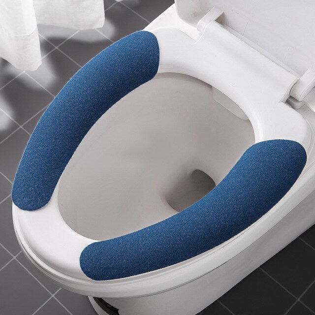 Comfortabele Borduren Badkamer Toilet Seat Cover Winter Wc Cover Huishoudelijke Closestool Mat Seat Case Deksel Deksel: Navy