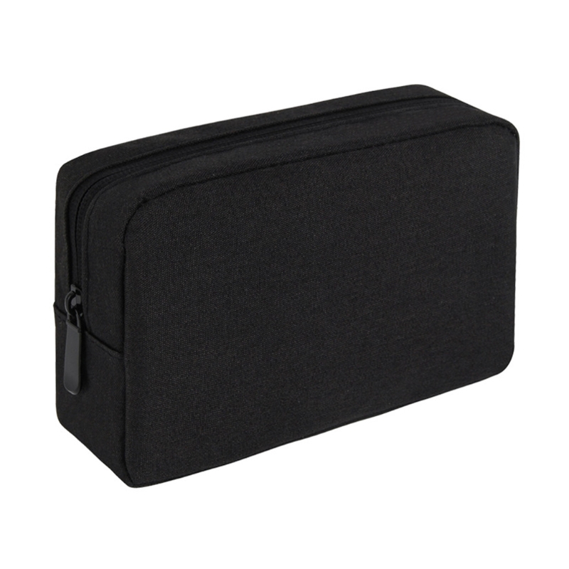 Organizador de la electrónica bolsa organizadora de cables de viaje de poliéster de almacenamiento de Cable de bolsa para Cable USB cargador de ordenador portátil: Black-L