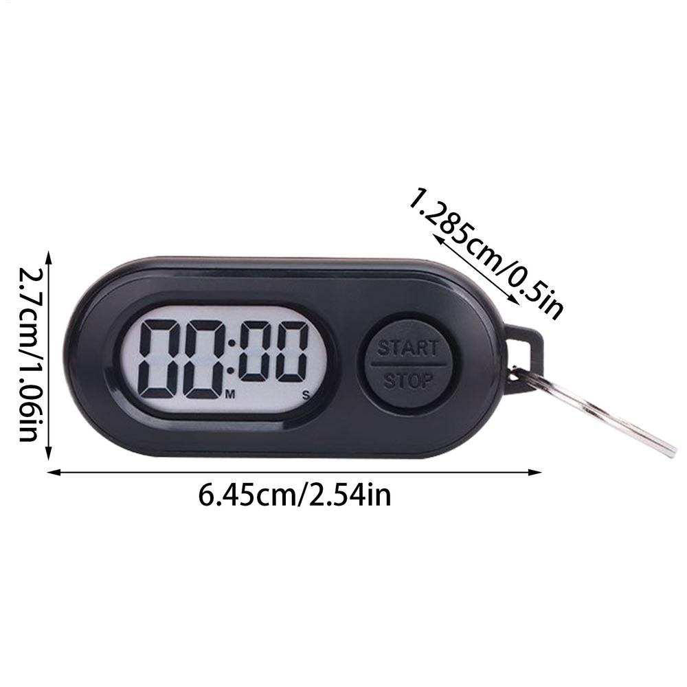 Elektronische klok Sleutelhanger stopwatch-poorten Kleine stop-timer Sleutelhanger LCD-scherm Digitale klok Lichtgewicht countdown-accessoires: Black
