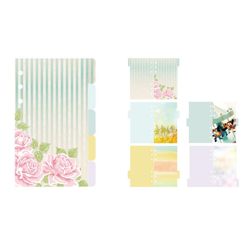 5 st/set  a5 a6 lösa blad anteckningsbok avdelare pärmar söt blomma index avdelare dagbok planerare index papper skolmaterial: Nr .02 / A6