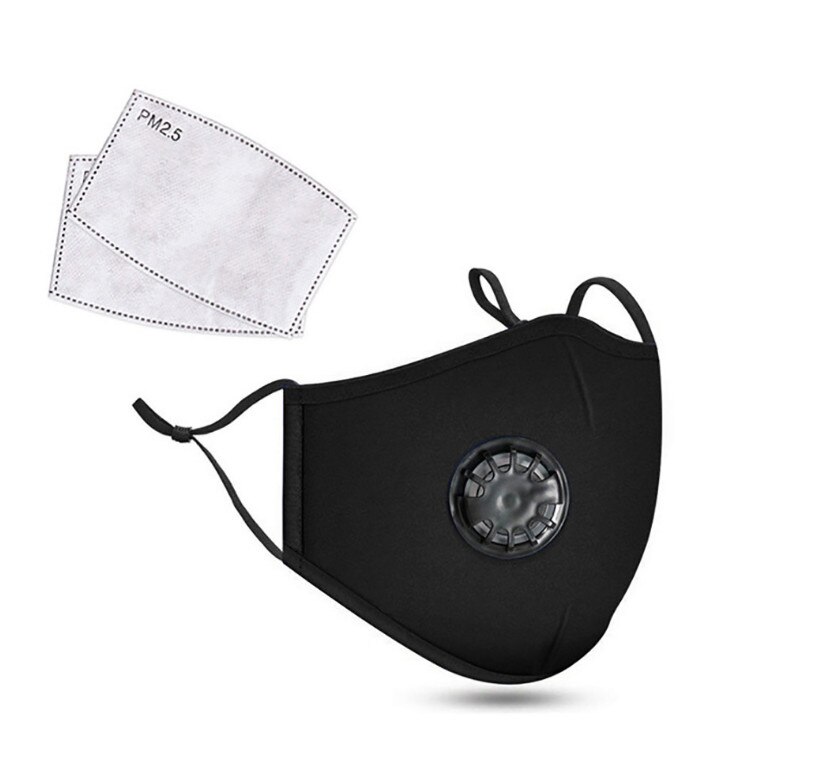 Masque facial avec filtre PM2.5, bavette buccale, bavette lavable, réutilisable, Protection faciale, Anti-salive, projections, pm2, 5: Black with 2 filters