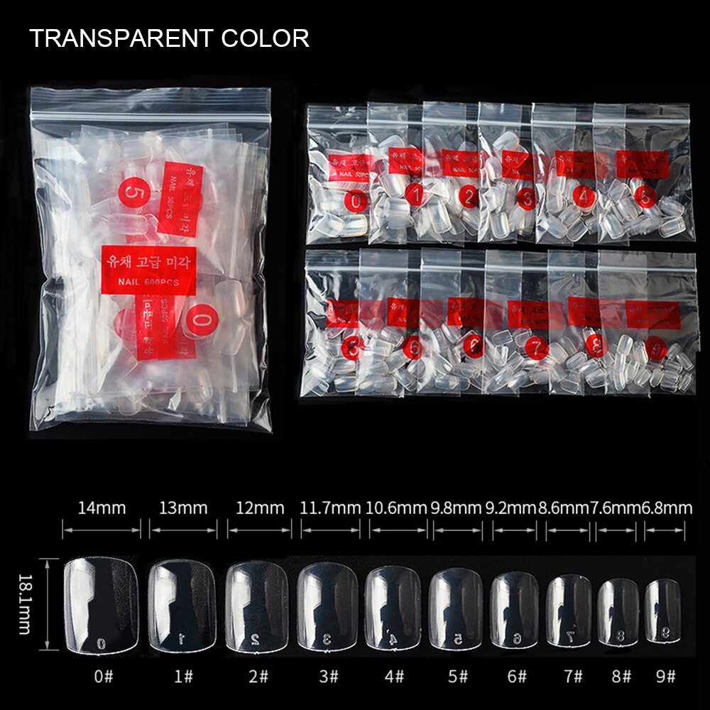500 pièces/paquet court rond faux ongles Transparent naturel blanc faux ongles artificiel couverture complète UV Gel bricolage manucure ensemble