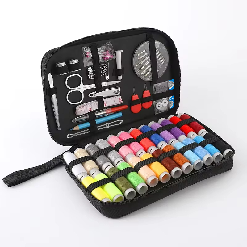 Kit de costura completo con hilos, agujas, tijeras, cinta métrica, botones, portátil, viaje, DIY, bordado, trabajo hecho a mano, conjunto de herramientas de costura: Verde claro