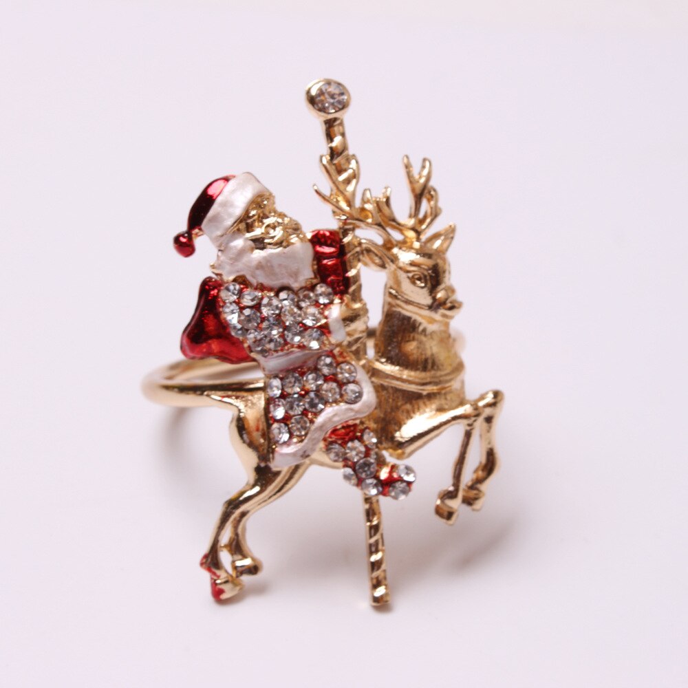 High-end Christmas Tree Napkin Ring Bow Flower Wreath Mouth Ring Hotel Sample Room Set Table Christmas Napkin Buckle: Santa Claus