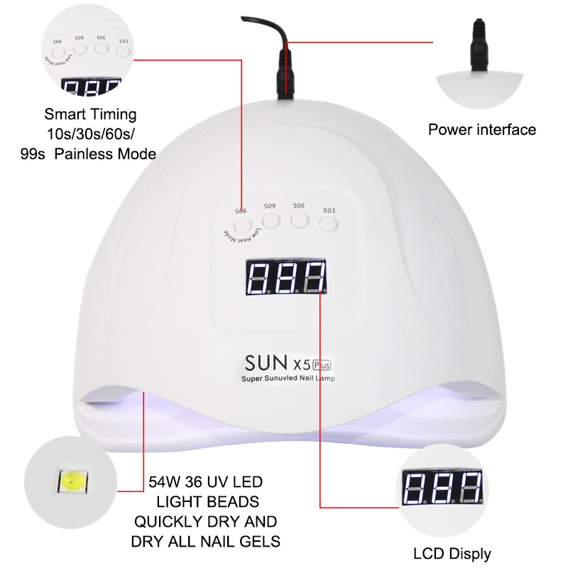 SUN X7/5 Plus lámpara LED 42/36/12 LEDs secador UV para secado de uñas de Gel polish10S/30S/60S/99S herramientas de manicura con sensor automático