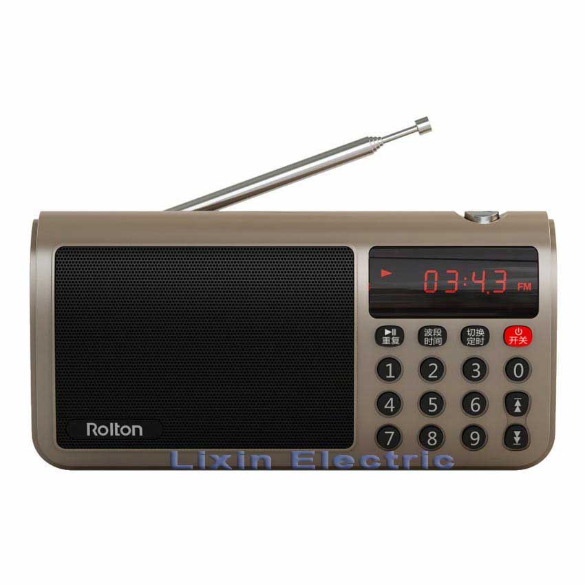 Rolton-Radio portátil T50 de banda mundial, reproductor de música Mp3, tarjeta TF y linterna para PC y iPod