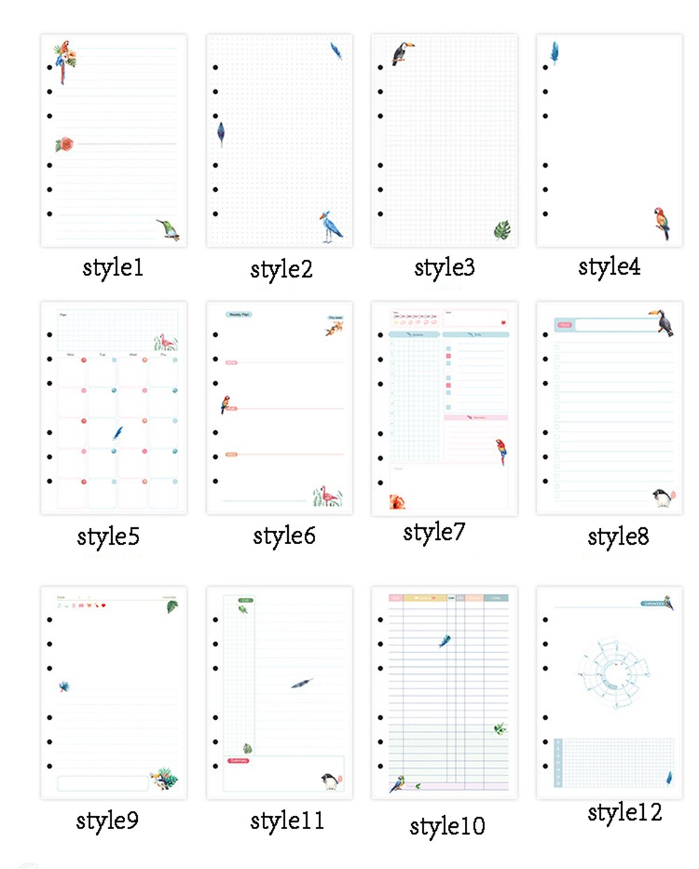6 Holes A5 A6 Loose Leaf Notebook Refill Spiral Binder Planner Inner Page Inside Paper Dairy Weekly Monthly Plan To Do Notebook