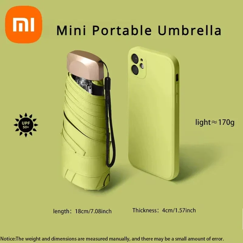 Xiaomi Mini Capsule Umbrella Small Pocket Rain Umbrella Vinyl Folding UV Ultraviolet Protection Ultra Light Dual Use Umbrella: WHITE