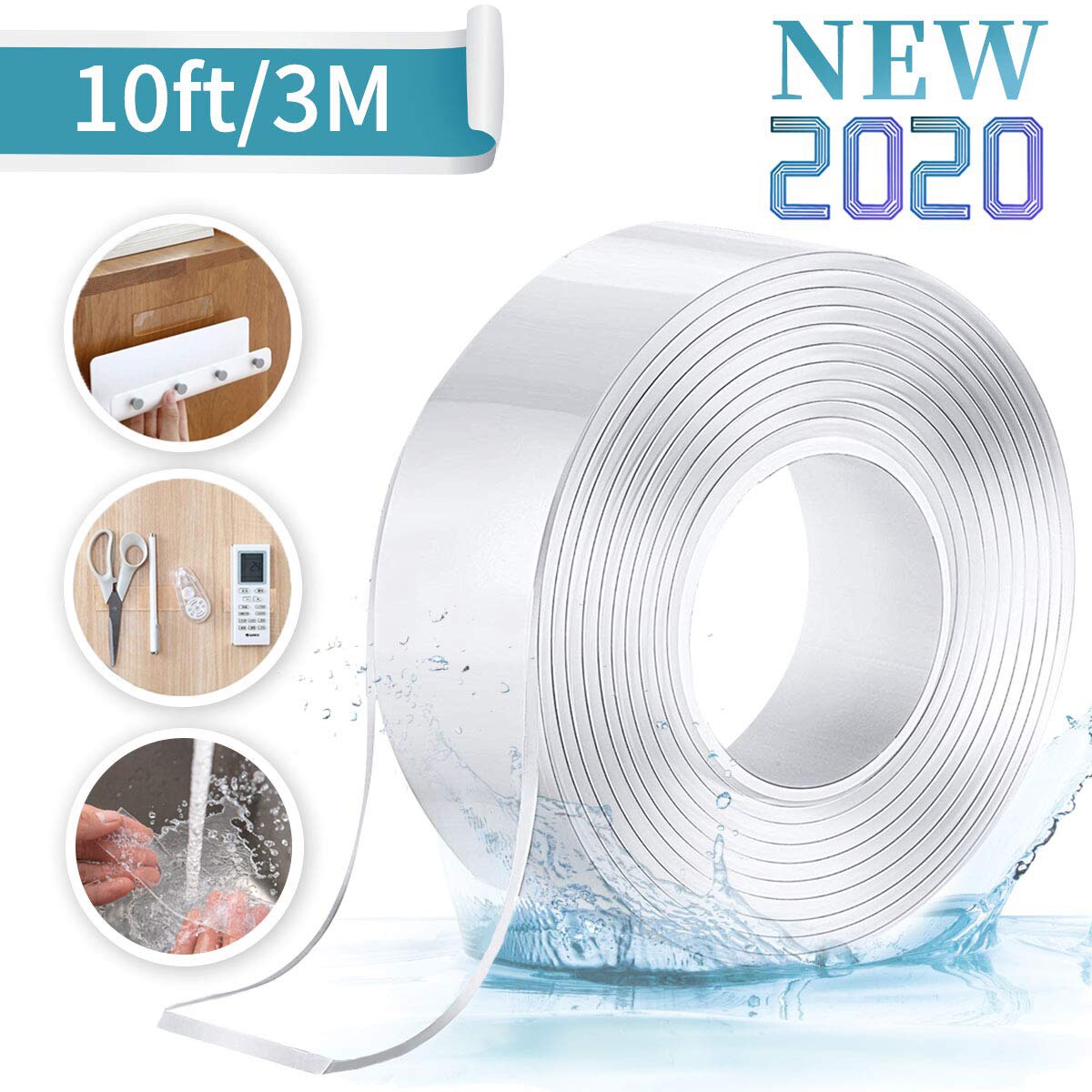 1M / 3M / 5M Nano Magic Tape Dubbelzijdige Tape Transparante Notrace Herbruikbare Waterdichte Tape kan Schoon Huis