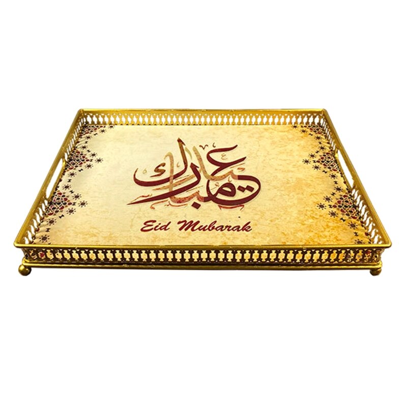 Rechthoek Moslim Mubarak Eid Ijzer Dessert Diner Plaat Lade Bakken Gebak Opslag Brood Brood Pan Ramadan Feestartikelen: L 1A