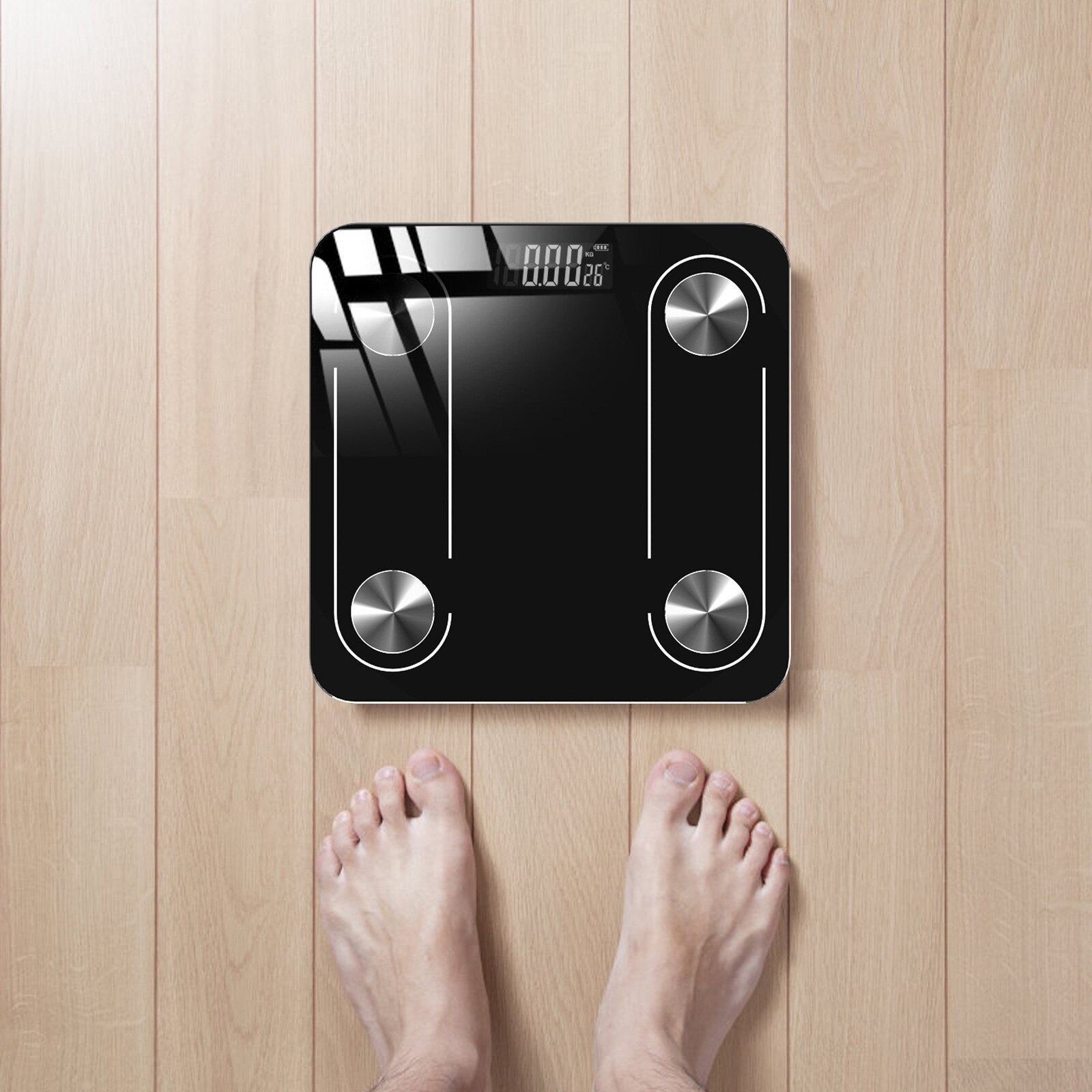 Body Fat Scale Battery Powered Smart Bluetooth Wireless Digital Bathroom Weight BMI Scale Body Composition Monitor Analyzer: Black
