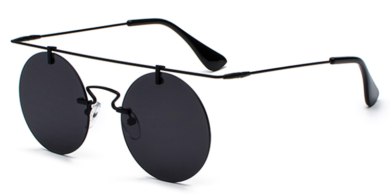 Peekaboo retro runde sonnenbrille männer randlose Gold schwarz gelb frauen rot linse sonnenbrille unisex Jahrgang flache oben metall: voll Schwarz