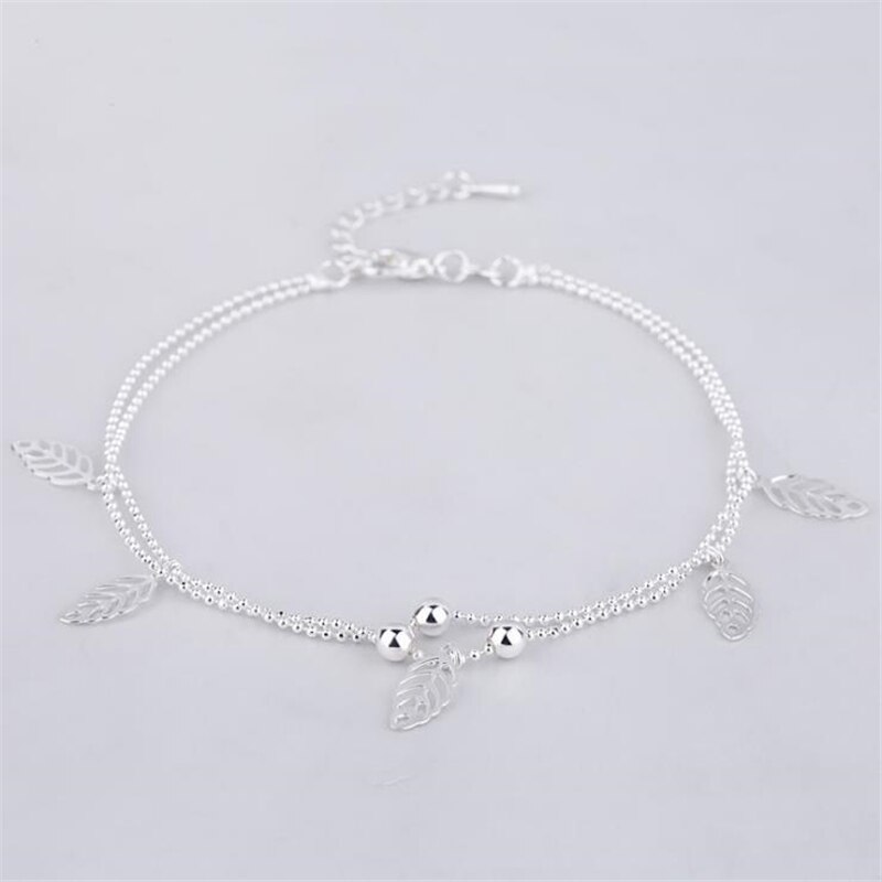 KOFSAC Summer Trendy Hollow Leaves Bracelet Ankle Chain Foot Jewelry 925 Sterling Silver Anklets For Women Beach Party