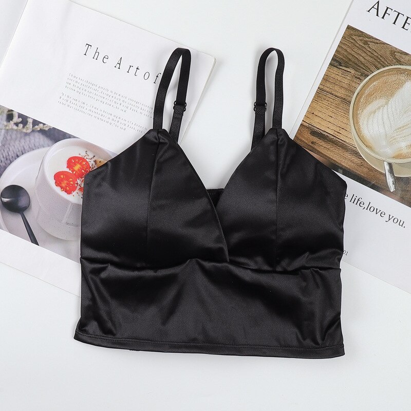 Naisten putki toppi silkki mukava crop toppi seksikäs camisole langaton kesä v #39 pääntie hihattomat alusvaatteet