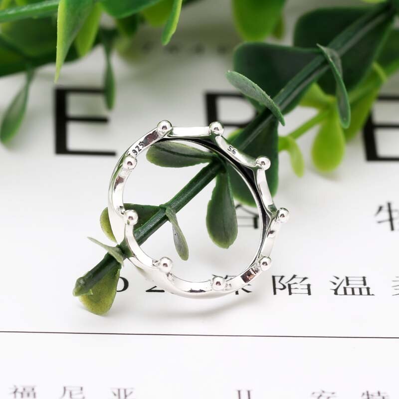 Originele 925 Zilver Gepolijst Kroon Ring Voor Vrouwen Verstelbare Wedding Engagement Pan Ringen