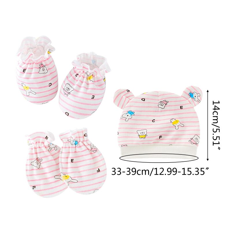 Bébé Anti rayures coton doux gants couvre-pied ensemble de chapeaux mitaines chaussettes Kit de casquette