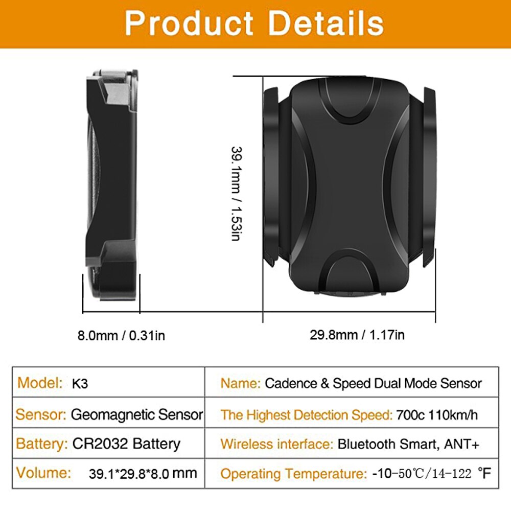 Bike Speedometer Wireless Computer ANT+ Bluetooth Bicycle Speed Cadence Sensor Heart Rate Monitor for GARMIN iGPSPORT Bryton C3