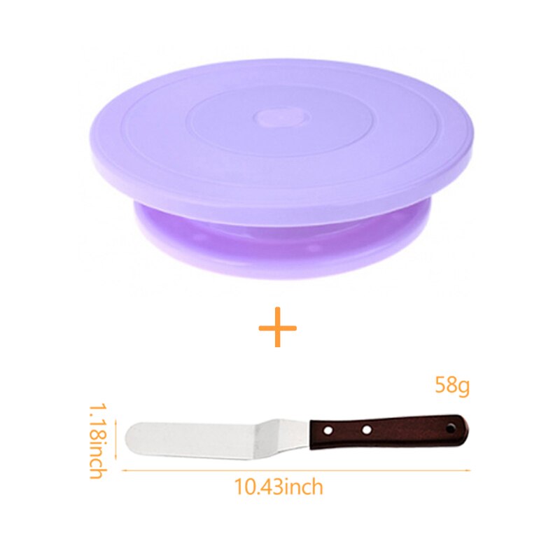 Plastic Cake Turntable Set Rotating Cake Decorating Turntable Stand DIY Cakes Rotator Revolving Cakes Decorating Tool 132: Purple 2pcs