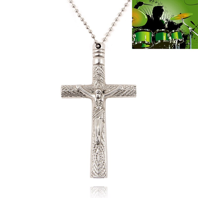 Jezus kruis drum accessoires drum sleutelhanger zilveren ketting drumvel stemsleutel zilveren ketting lus kruisbeeld accessoires: Default Title