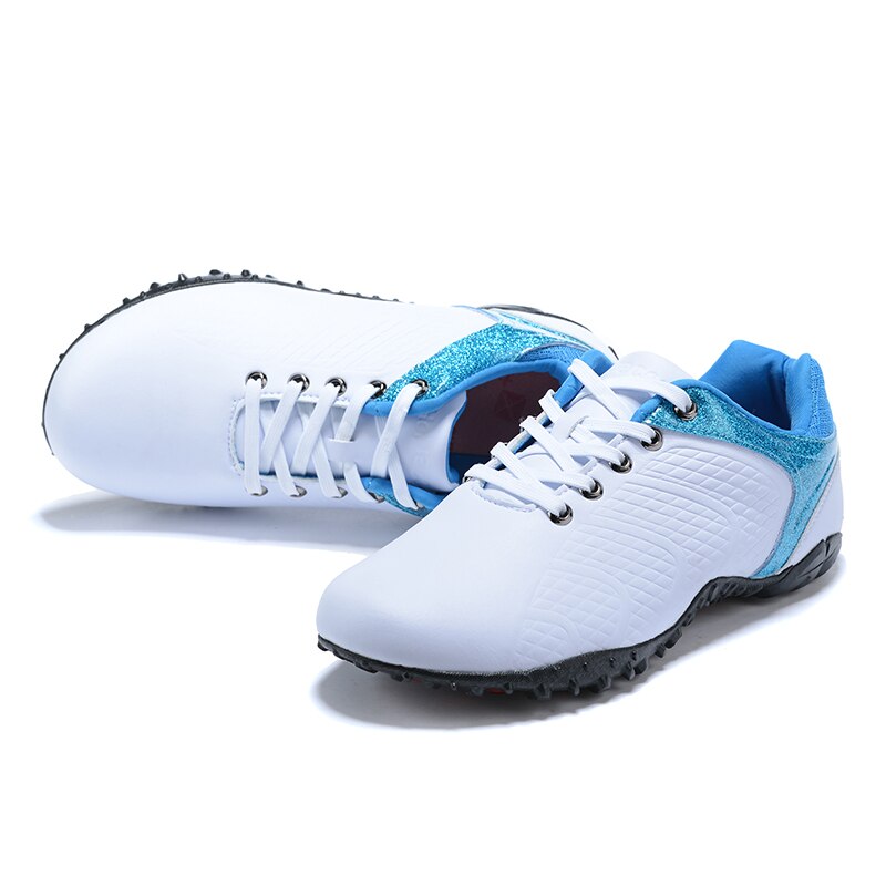 Leather Mens Golf Shoes Anti Slip Golf Sport Sneakers White Blue Breathable Golf Sneakers Trainers for Men