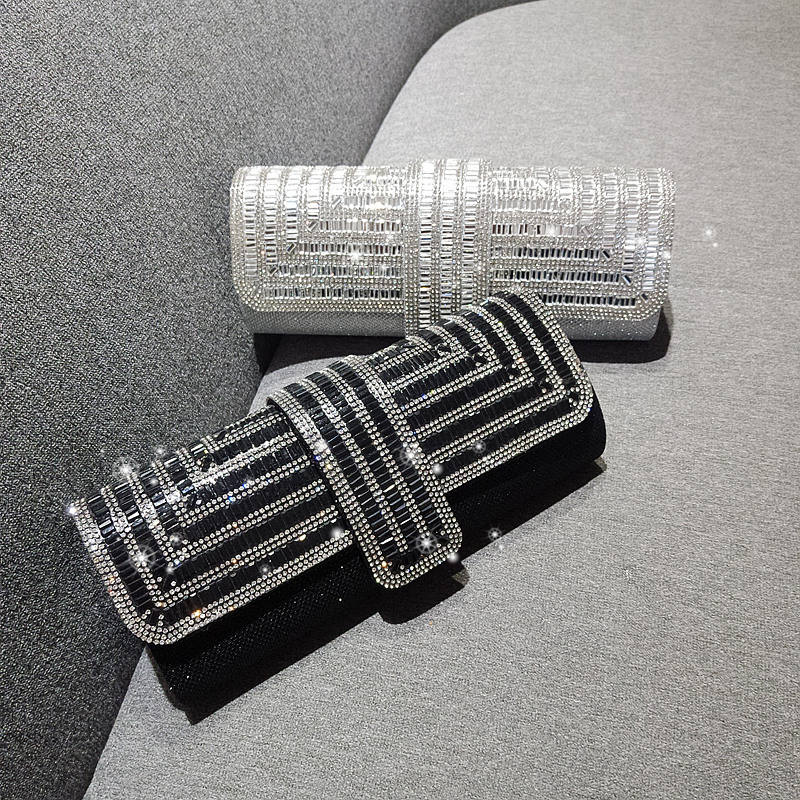 Fabrik direkte salg pind diamant tre rabat middagstaske hånd armhule kæde bryllupsfest krystal aften clutch taske
