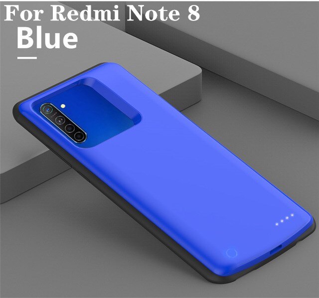 Für Xiaomi Redmi Hinweis 8 Profi Batterie fallen Schlank Stoßfest Batterie Ladegerät fallen Für Redmi Hinweis 8 Sicherung Energie Pack Ladung Abdeckung: blau For Note 8