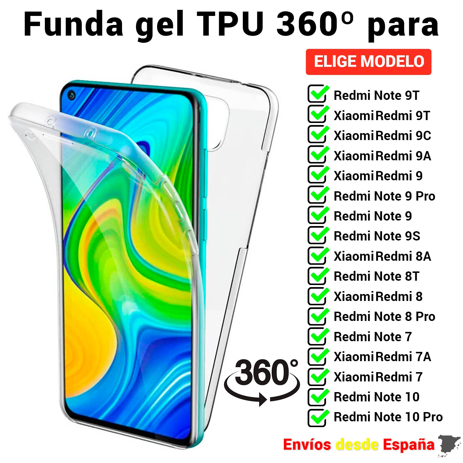 TPU 360 fall für Xiaomi Redmi 7 7A 8 8T 9 9A 9C 9T Hinweis PRO. Volle Gehäuse doppel gesicht transparent silikon für Mobile