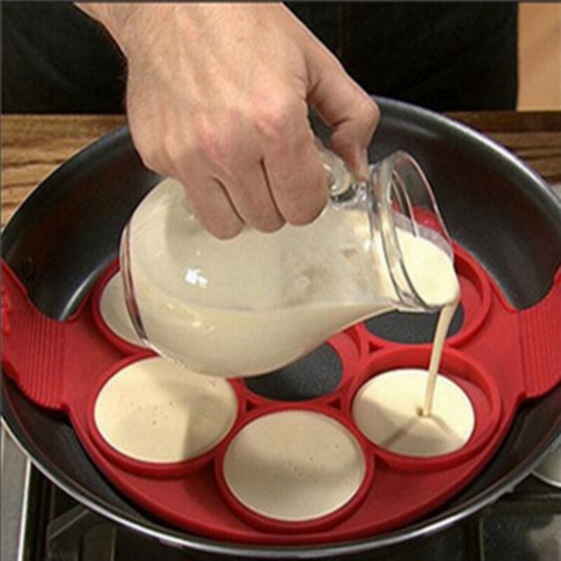 7 huller pandekage silikone form cirkulære stegte æg forme nonstick flip pandekagemaskine omelet æggeforme ringe madlavningsværktøj