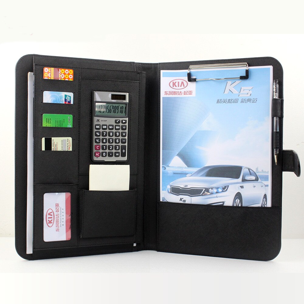 A4 business office PU leather manager file folder a4 document organizer portfolio with calculator 700A