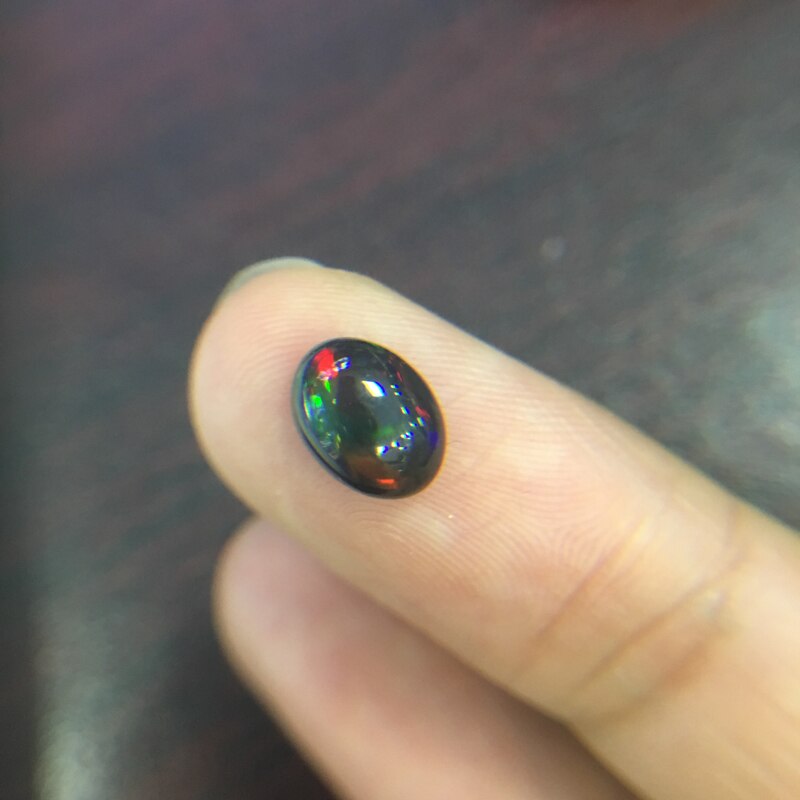 Natural ethiopian colorful black opal oval 7*9mm top natural precious loose gemstones for 925 sterling silver jewelry