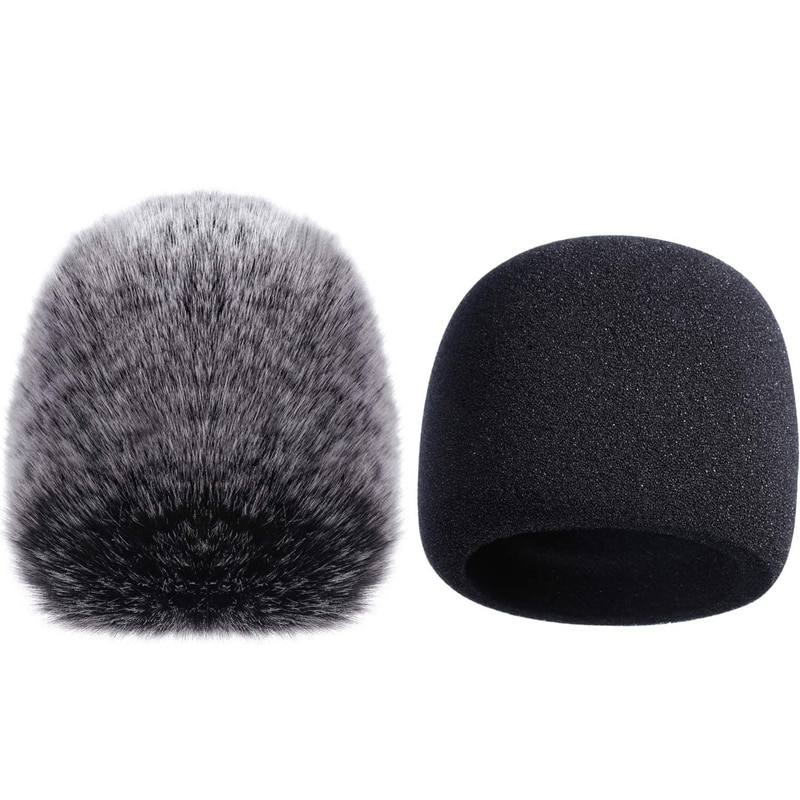 Mic Cover Sponge Microphone Windscreen For Blue Yeti, Yeti Pro Condenser Microphone (Sponge And Furry Windscreen, 2 Pack): Default Title