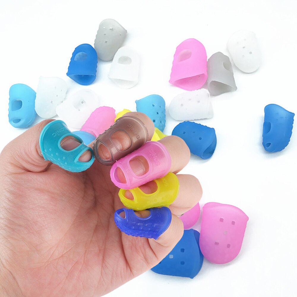5Pcs Colorful Silicone Thimbles Hollowed Out Breathable Playing Guitar Protective Finger Sleeve DIY Crafts Sewing Supplies