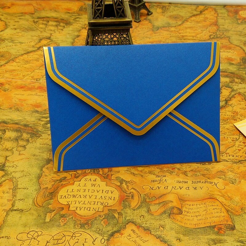 10 pcs/lot Vintage Gold Blank Kraft Paper Envelopes Wedding Party Invitation Envelope Greeting Cards Envelope 17.5*12.5cm: 17.5X12.5cm blue