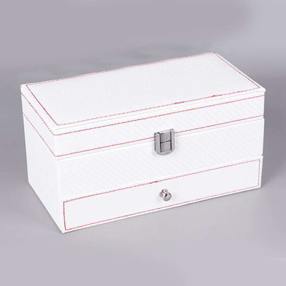 Carbon Fiber 4-bit Box Double Drawer Watch Box Storage Showing Watches Display Storage Box Case Jewelry Watch Collector Case(Bla