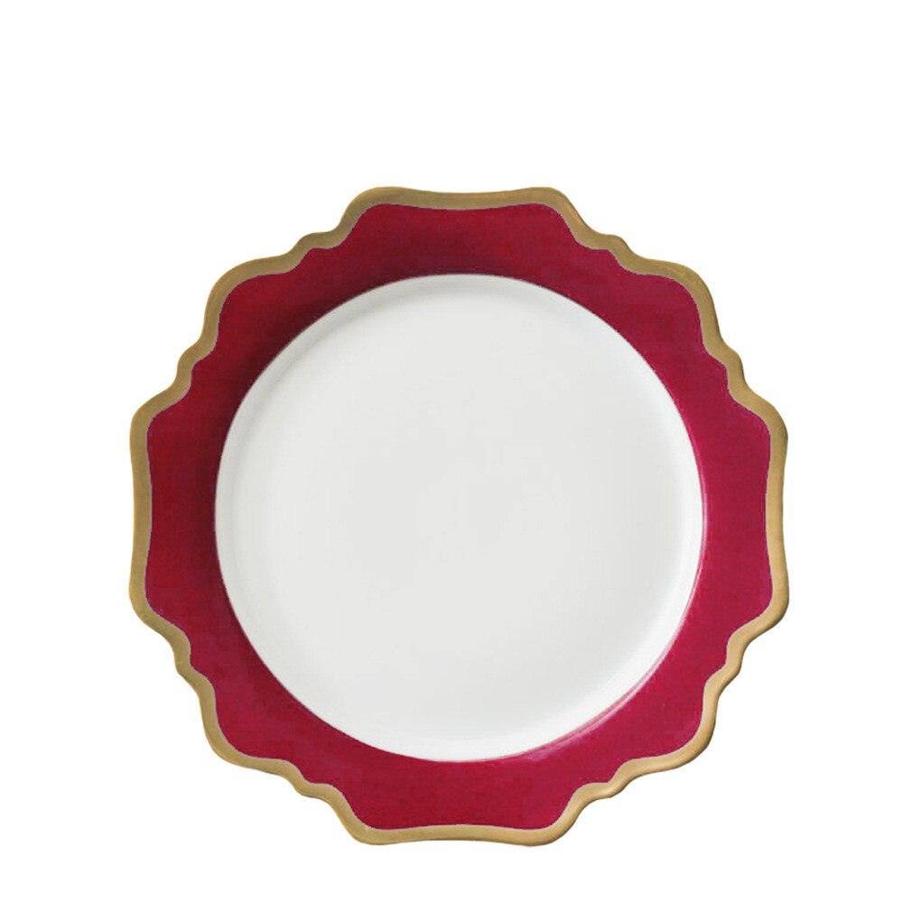 Bryllup dekorasjon hotell servise rød 4 deler sett 24k phnom penh blomsterformet fett keramisk tallerken middagstallerken: 26.8cm