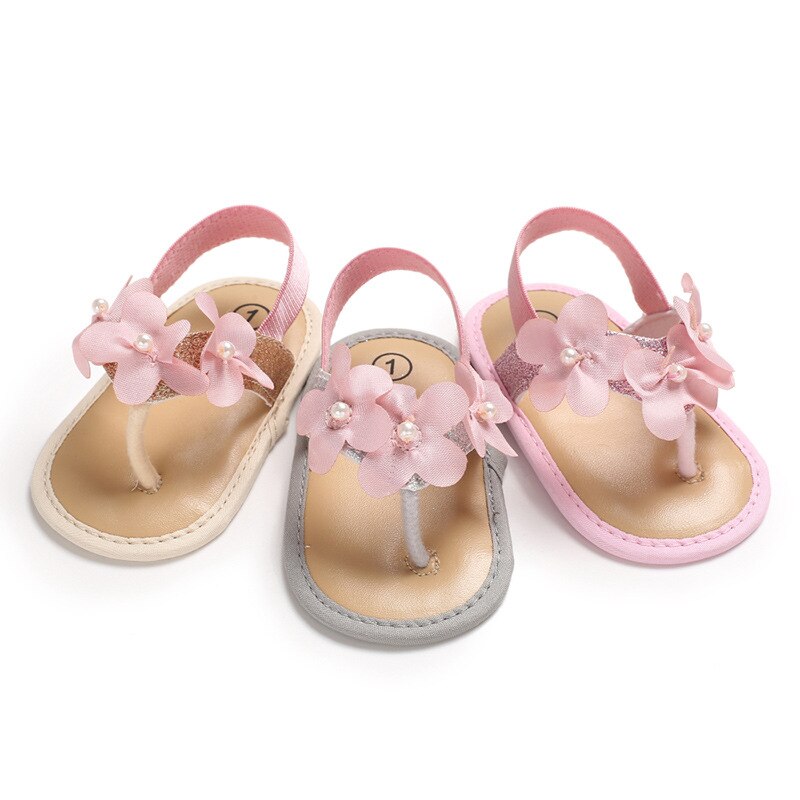 Zomer 0-1 Jaar Oude Baby Sandalen Bloem Pailletten Zachte Bodem Anti-Slip Siliconen Bodem Peuter schoenen