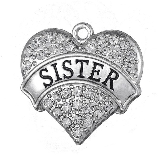 Mein form Großen Herzen Big Sis Nahen Sis Wenig Sis Baby Sis Mom Nana Schwester Kristall Strass Anhänger Charms 5 stücke: Sister