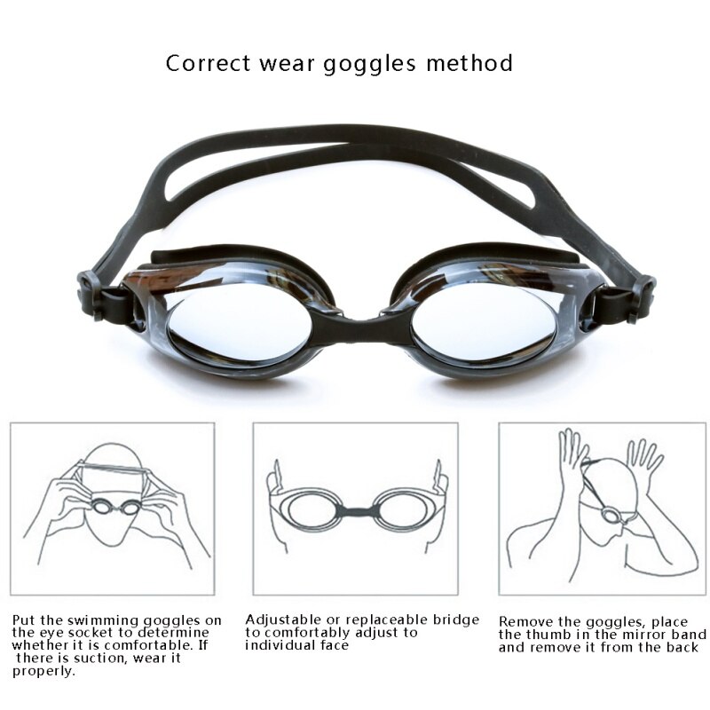 Spejling beskyttelsesbriller svøm briller svømmebriller badetøj briller beskyttelsesbriller børn børn justerbar uv-skjold anti tåge med kasse