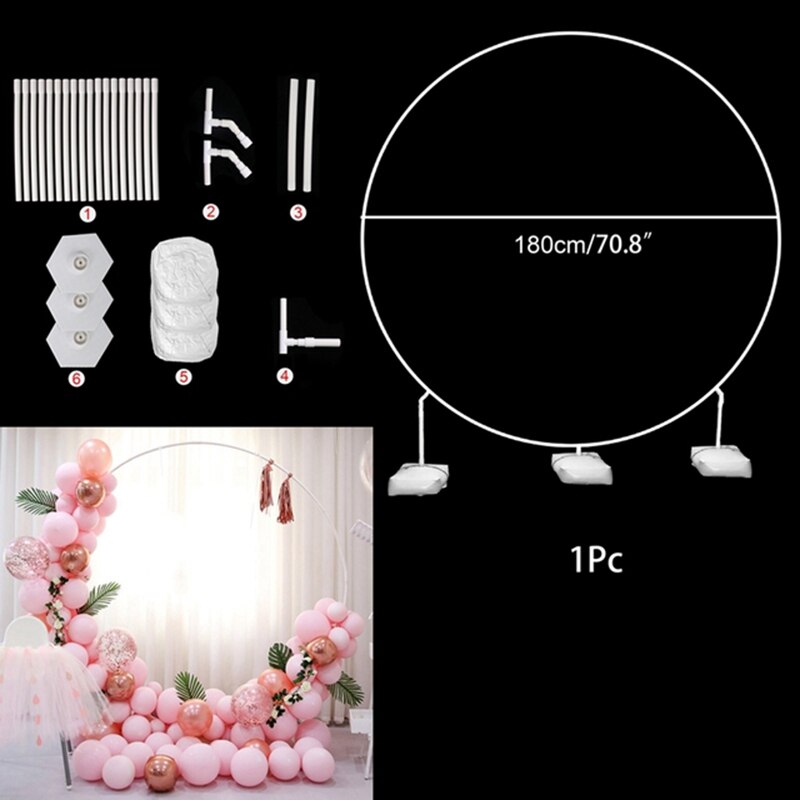 Arche ronde pour ballons, Base de poteau, support de cadre de couronne en plastique, décoration de fête prénatale, anniversaire, mariage: 180cm (three bases)