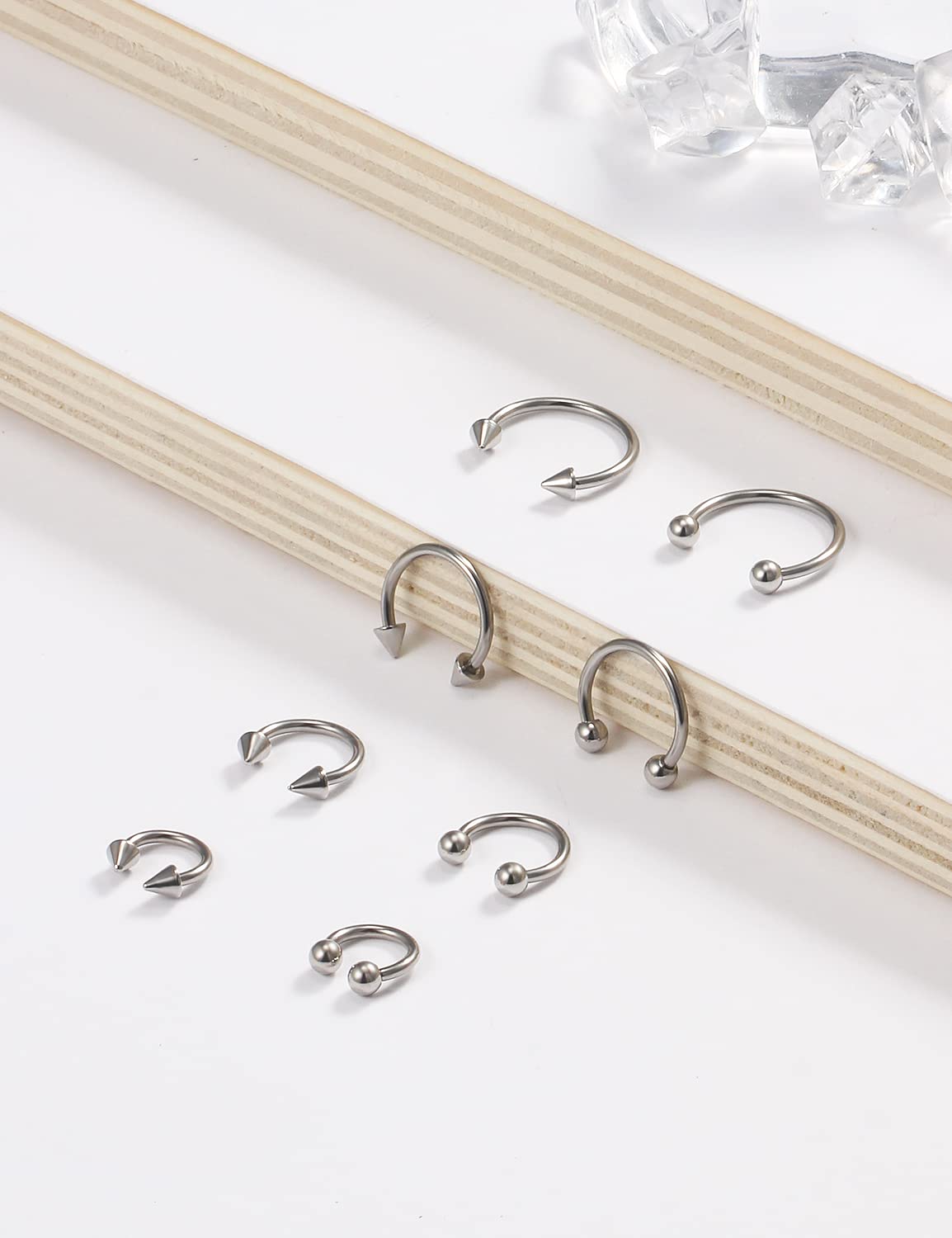1 pièces 16G acier chirurgical nez Septum fer à cheval cerceau boucle d'oreille sourcil Tragus lèvre Piercing anneau boules pointes 6-12mm
