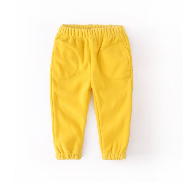 Svelte børn drenge piger casual polar fleece solide bukser til forår efterår unisex børn sportsbukser til 2-7y: Gul / 6t